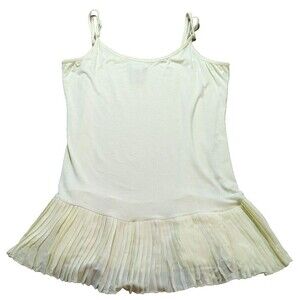 Soft Surroundings Scoop Neck Tank Top Yellow Pleated  Silk Blend Size Large